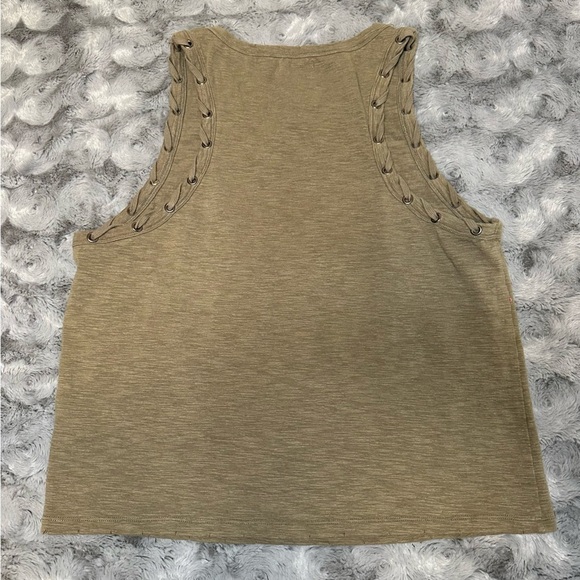 Miss Me Women's Sleeveless Tank Top Olive Green Shoelace Detail Sleeves Medium - Picture 6 of 12